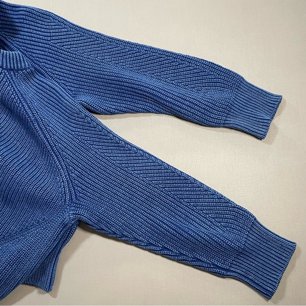 Demylee Chelsea Cotton Crew Sweater in Washed Denim, Herringbone - Womens Medium - Picture 7 of 16